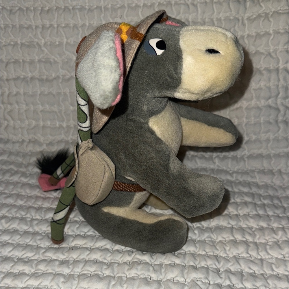Disney Animal Kingdom Grey and Cream Plush Donkey with Multicolor Tag